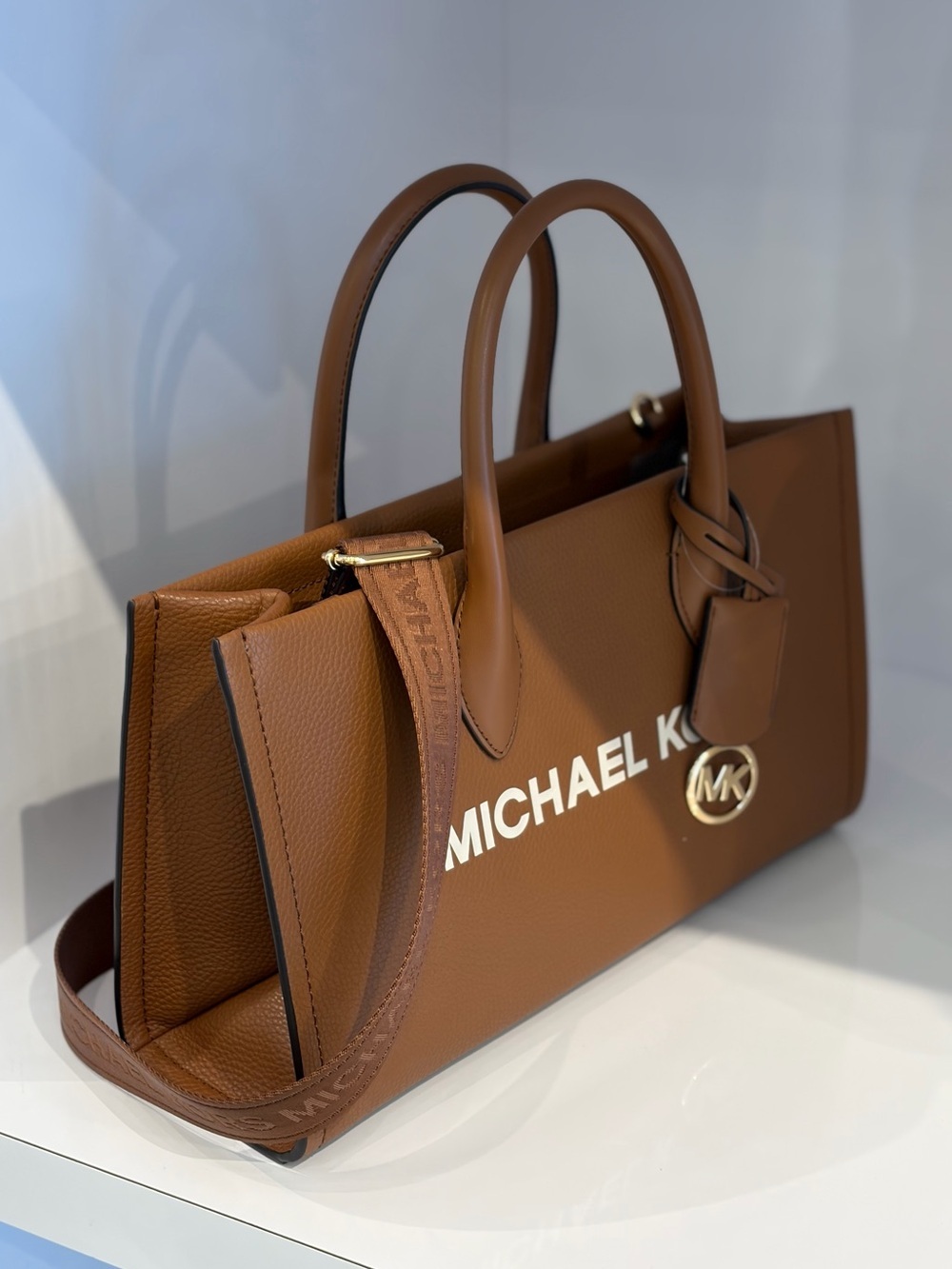 Michael Kors Leather Medium Mirella Satchel Tote Bag Luggage - Picture 4 of 11
